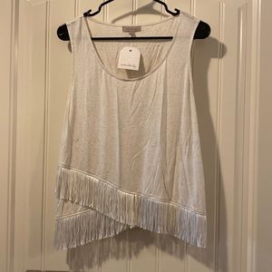 Oatmeal colored fringe tank top